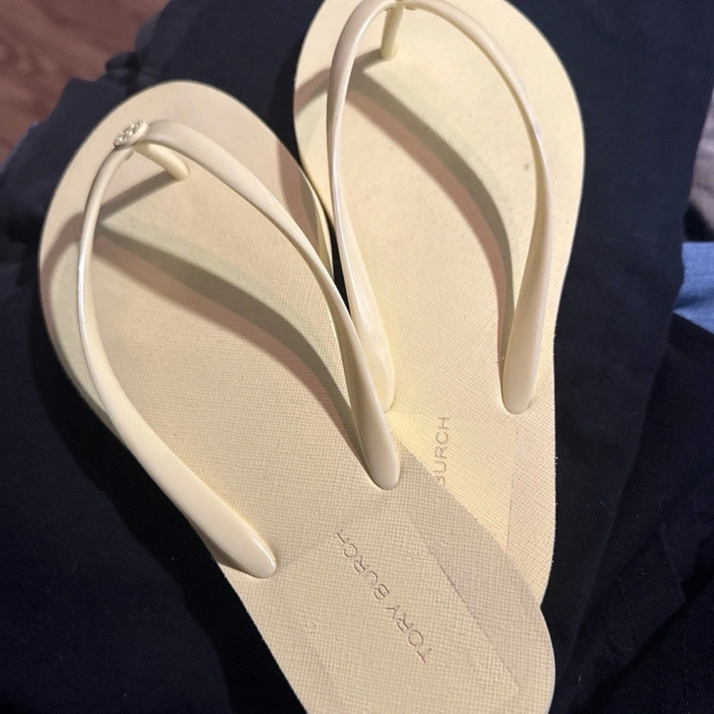Tory Burch Pale Yellow Flip-Flop Sandals
